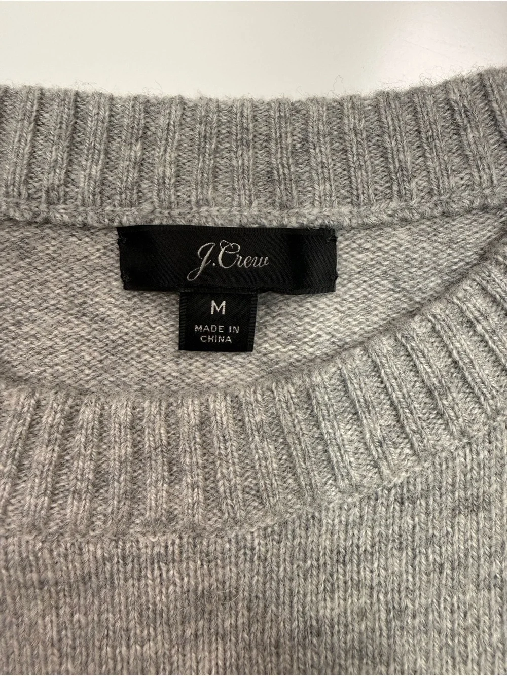 J. Crew Lambs Wool Blend Gray Crewneck Sweater with Shoulder Jewels